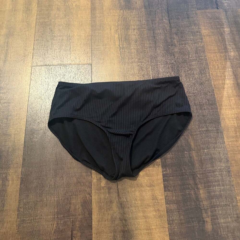 Albion Fit All Black Groove Hipster Bikini Swim Bottoms Black Size M